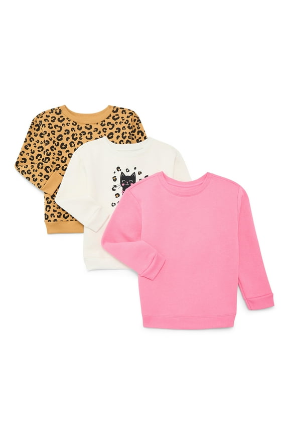 Toddler Girl 3-Pack Assorted Fleece Sweatshirts, Sizes 2T-5T
