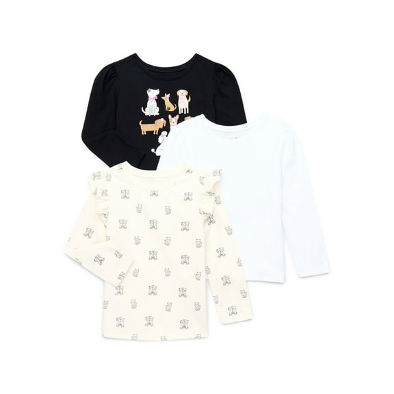 Garanimals Toddler Girls Assorted Long Sleeve Tees, 3-Pack, Sizes 18M-5T