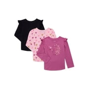Garanimals Toddler Girl 3-Pack Assorted Long Sleeve Tees, Sizes 18M-5T