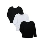 Garanimals Toddler Girls Puff Long Sleeve Solid Tees, 3-Pack, Sizes 18M-5T