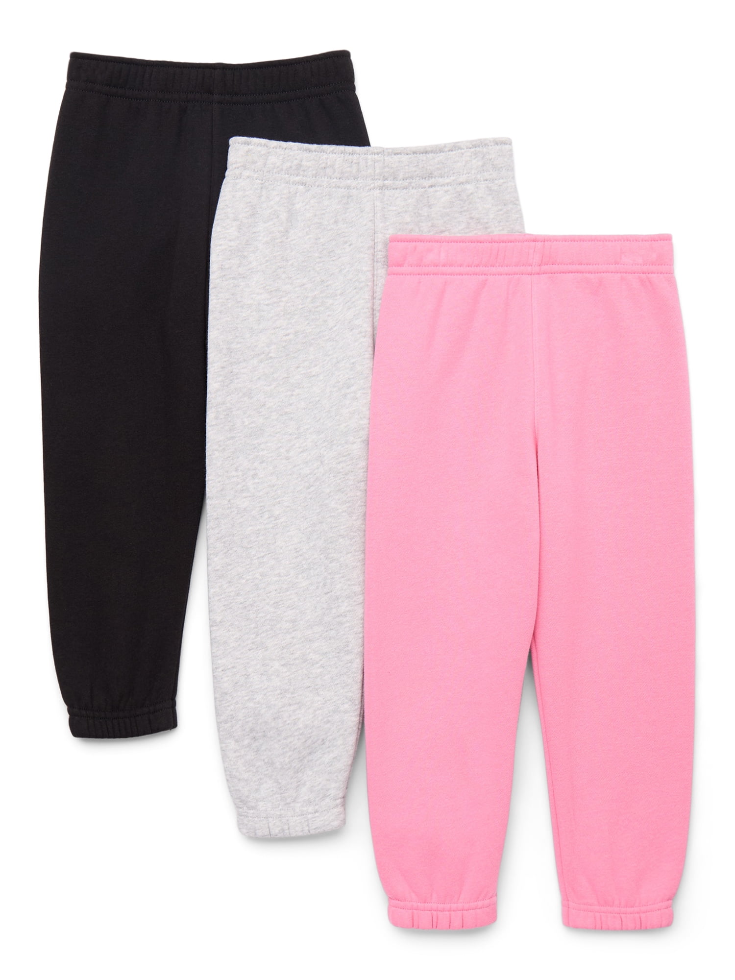 Garanimals Toddler Girl 3-Pack Solid Fleece Joggers, Solid Essentials, Sizes 2T-5T