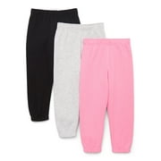 Garanimals Toddler Girl 3-Pack Solid Fleece Joggers, Solid Essentials, Sizes 2T-5T