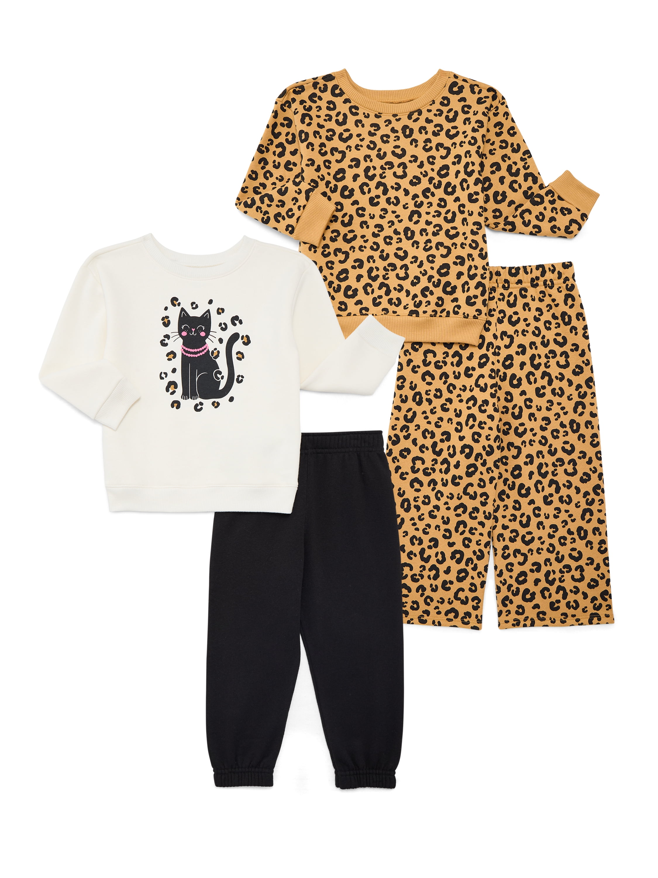 Garanimals Toddler Girls Fleece Sweatshirt and Pants Outfit Set, 4-Piece, Sizes 2T-5T