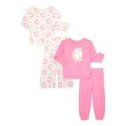 Garanimals Toddler Girl 4-Piece Fleece Sweatshirt & Pants Outfit Set, Sizes 18M-5T
