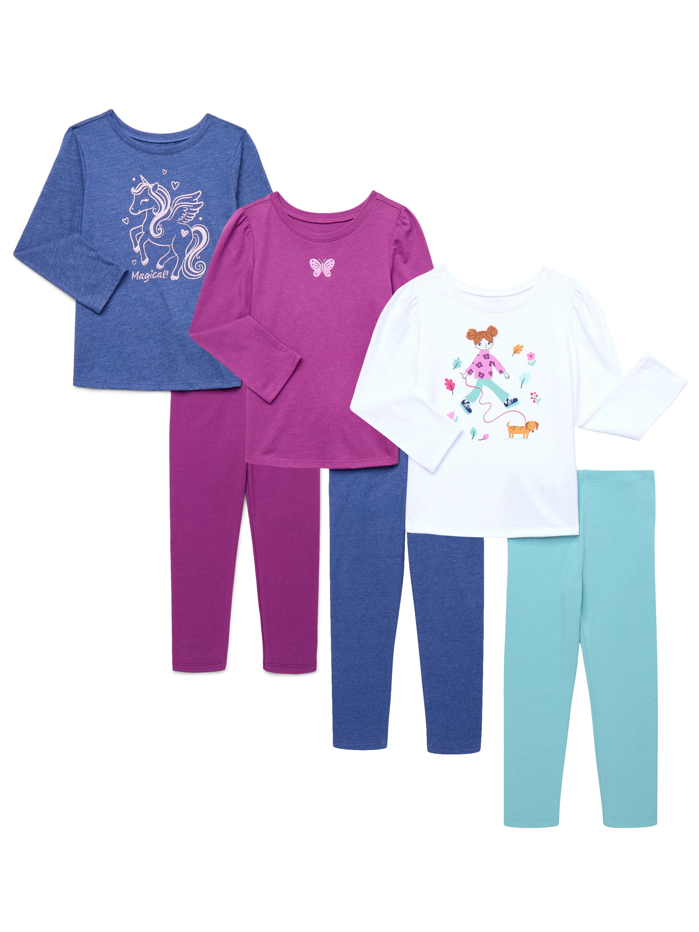 Garanimals Toddler Girl 6-Piece Mix and Match Outfit Kid-Pack, Sizes 18M-5T