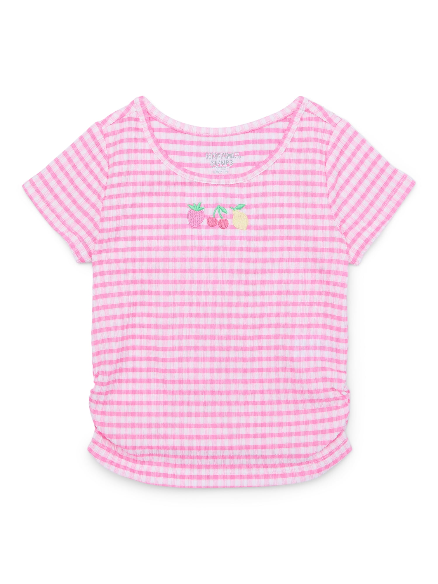 Garanimals Toddler Girl Embroidered Short Sleeve Ruched Side T-Shirt, Sizes 18M-5T