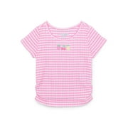 Garanimals Toddler Girl Embroidered Short Sleeve Ruched Side T-Shirt, Sizes 18M-5T