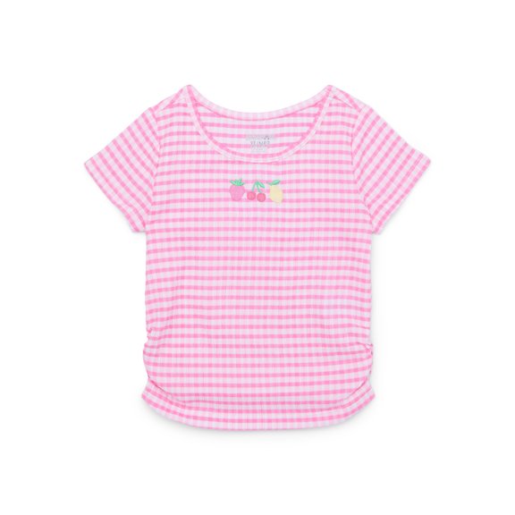 Garanimals Toddler Girl Embroidered Short Sleeve Ruched Side T-Shirt, Sizes 18M-5T