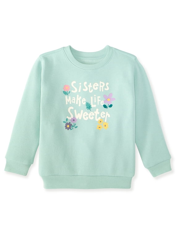 Baby & Toddler Girl Fleece Crewneck Sweatshirt, Sizes 0-6T