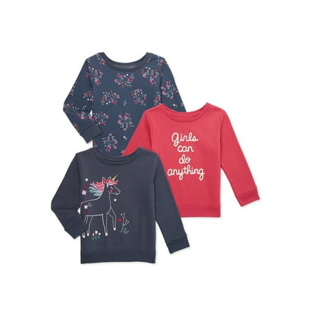 Garanimals Toddler Girl Fleece Sweatshirts with Long Sleeves, 3-Pack, Sizes 2T-5T