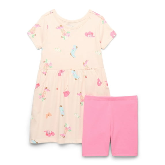 Garanimals Toddler Girl Jersey Dress & Biker Shorts Outfit Set, 2-Piece, Sizes 18M-5T