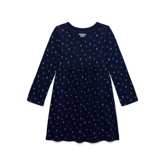Garanimals Toddler Girl Long Sleeve Empire Waist Dress, Sizes 18M- 5T