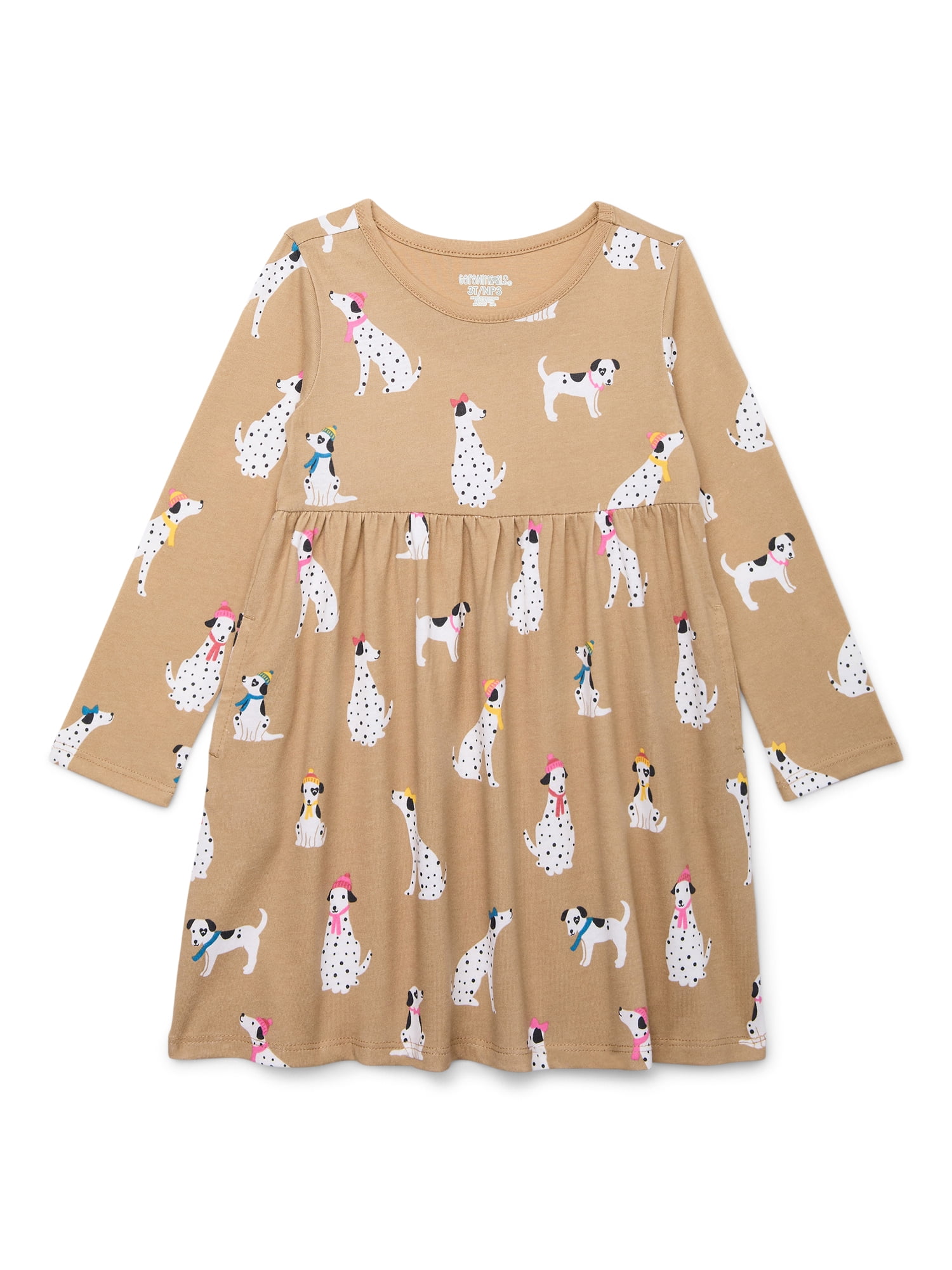 Garanimals Toddler Girl Long Sleeve Empire Waist Dress, Sizes 18M- 5T