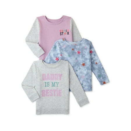 Garanimals Toddler Girl Long Sleeve Fleece Sweatshirt Multipack, 3-Pack, Sizes 2T-5T