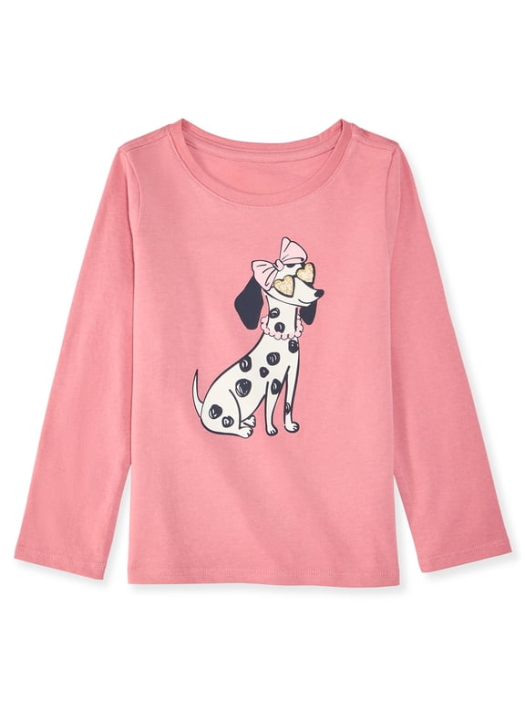Baby & Toddler Girl Long Sleeve Shirts, Single & 3-Pack, Sizes 0-6T