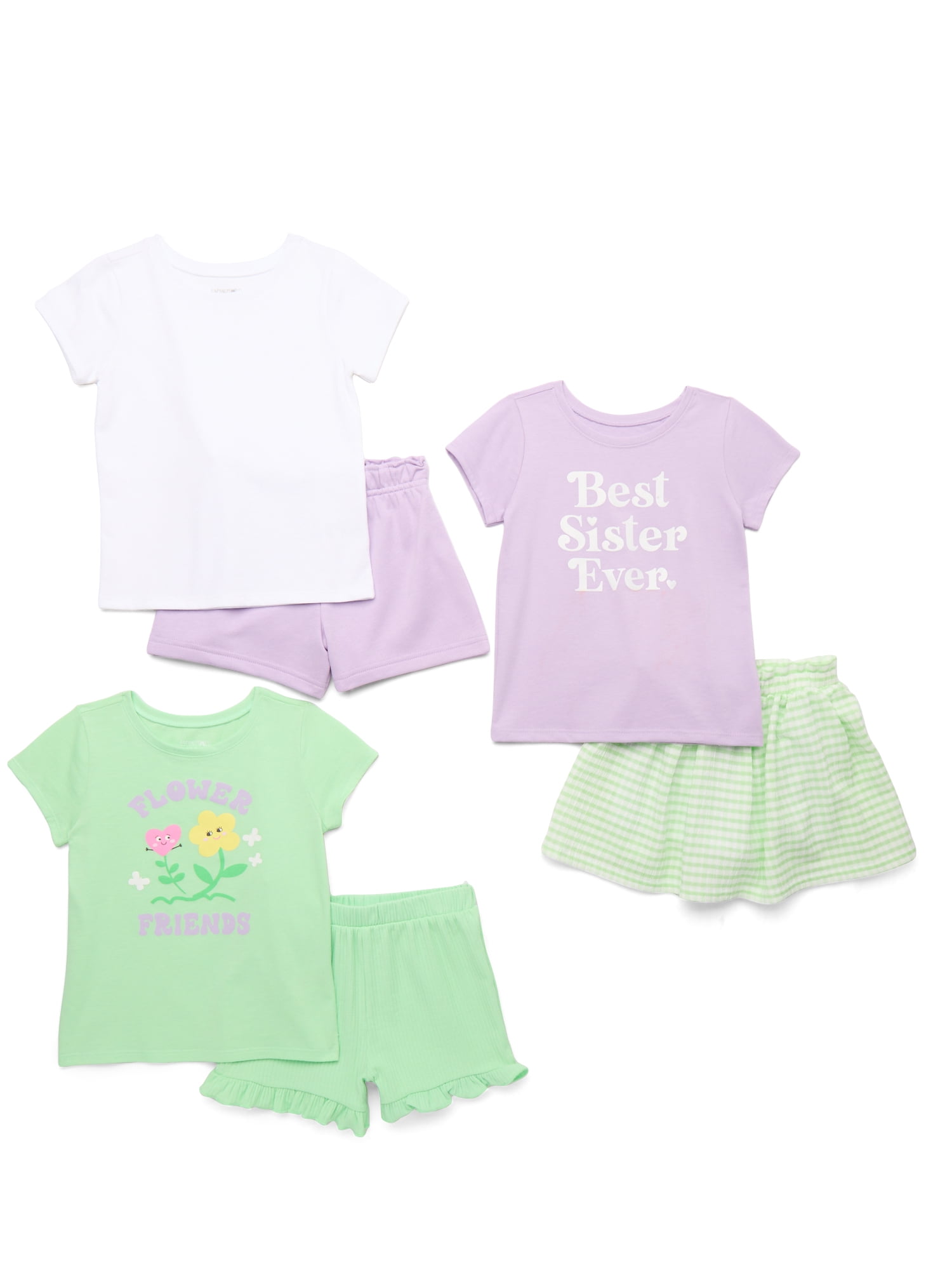 Garanimals Toddler Girl Mix and Match Outfits Kid-Pack, 6-Piece, Sizes 18M-5T