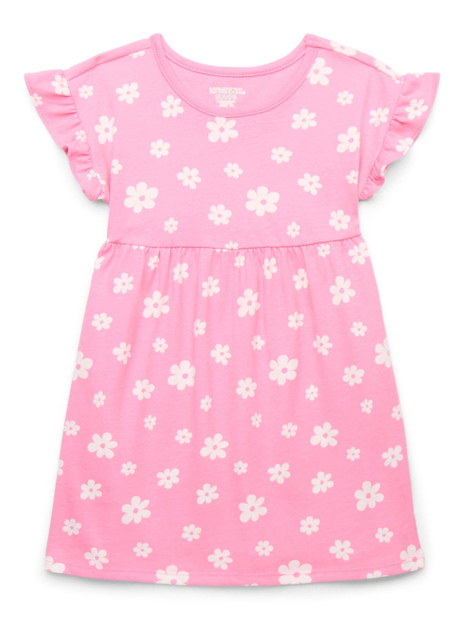 Garanimals Toddler Girl Print Dress with Short Ruffle Sleeves, Sizes 12M-5T