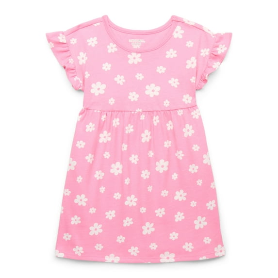 Garanimals Toddler Girl Print Dress with Short Ruffle Sleeves, Sizes 12M-5T