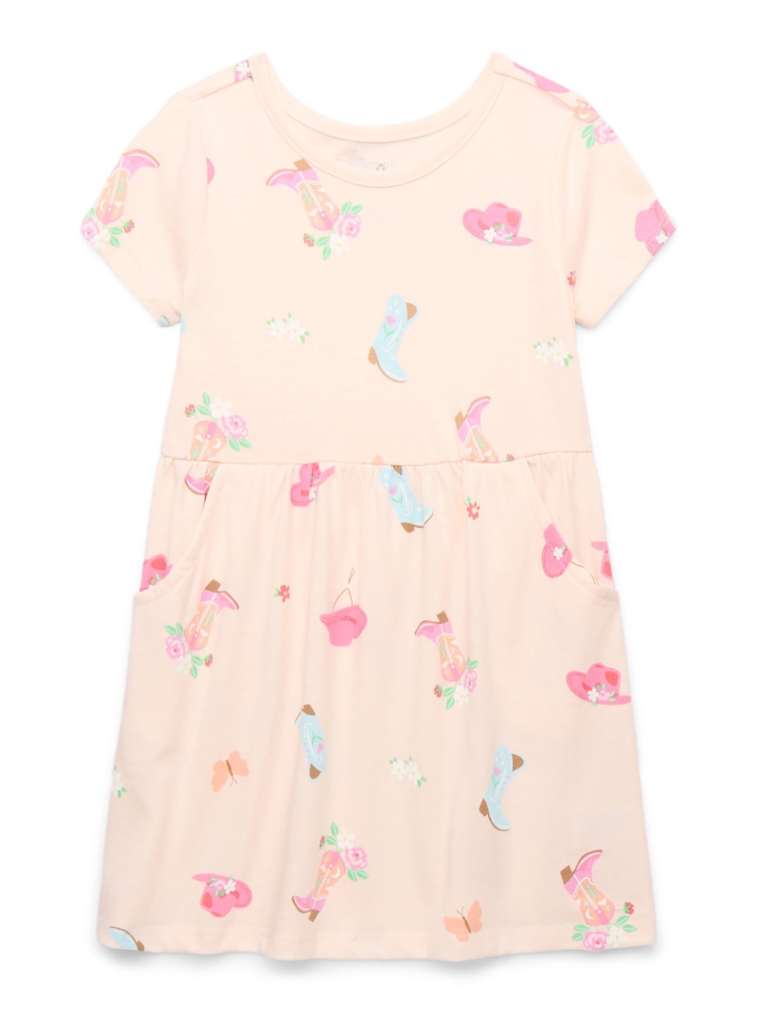 Garanimals Toddler Girl Print Skater Dress with Pockets, Sizes 12M