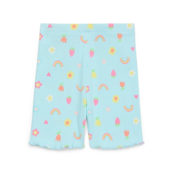 Garanimals Toddler Girl Printed Rib Biker Shorts with Lettuce Hem, Sizes 18M-5T