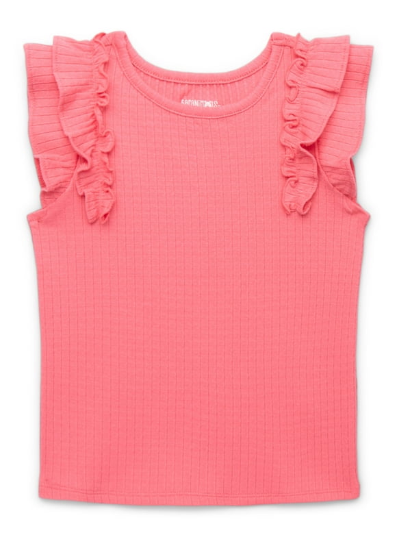 Garanimals Toddler Girl Rib Tee with Flutter Sleeves, Sizes 18M-5T