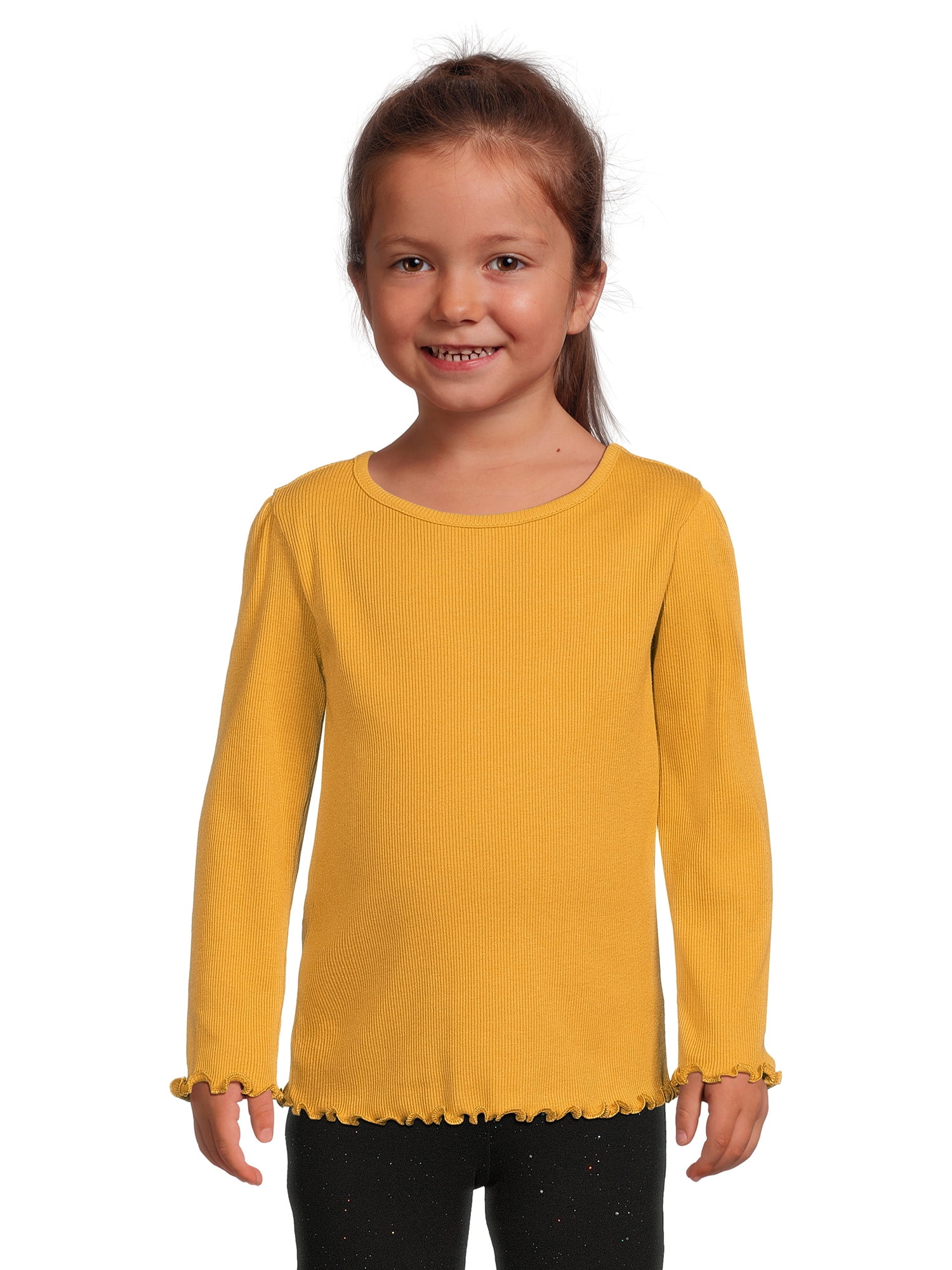 Garanimals Toddler Girl Ribbed Long Sleeve Top, Sizes 12M-5T | V-Shirts