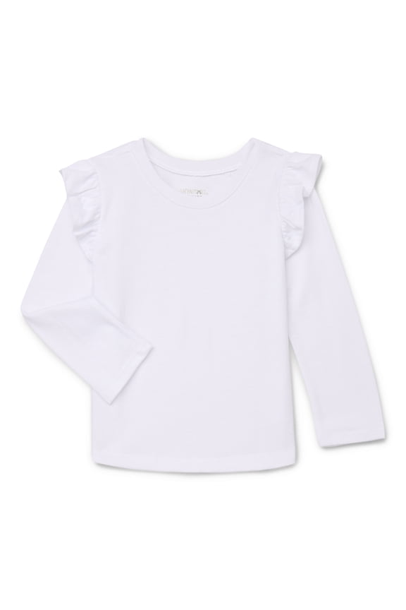 Toddler Girl Ruffle Shoulder Long Sleeve T-Shirt, Sizes 18M-5T