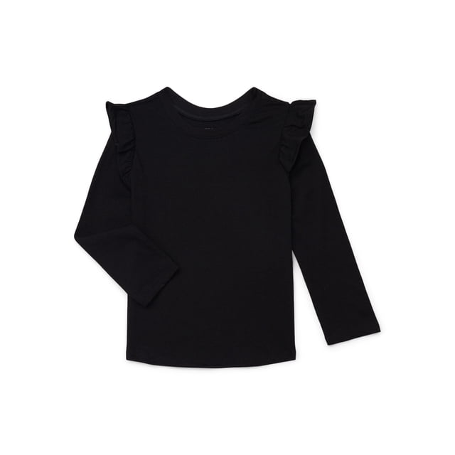 Garanimals Toddler Girl Ruffle Shoulder Long Sleeve T-Shirt, Sizes 18M-5T