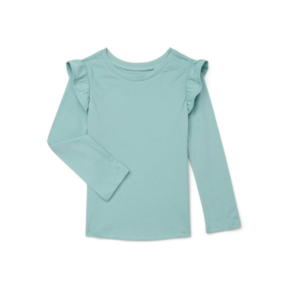 Garanimals Toddler Girl Ruffle Shoulder Long Sleeve T-Shirt, Sizes 18M-5T