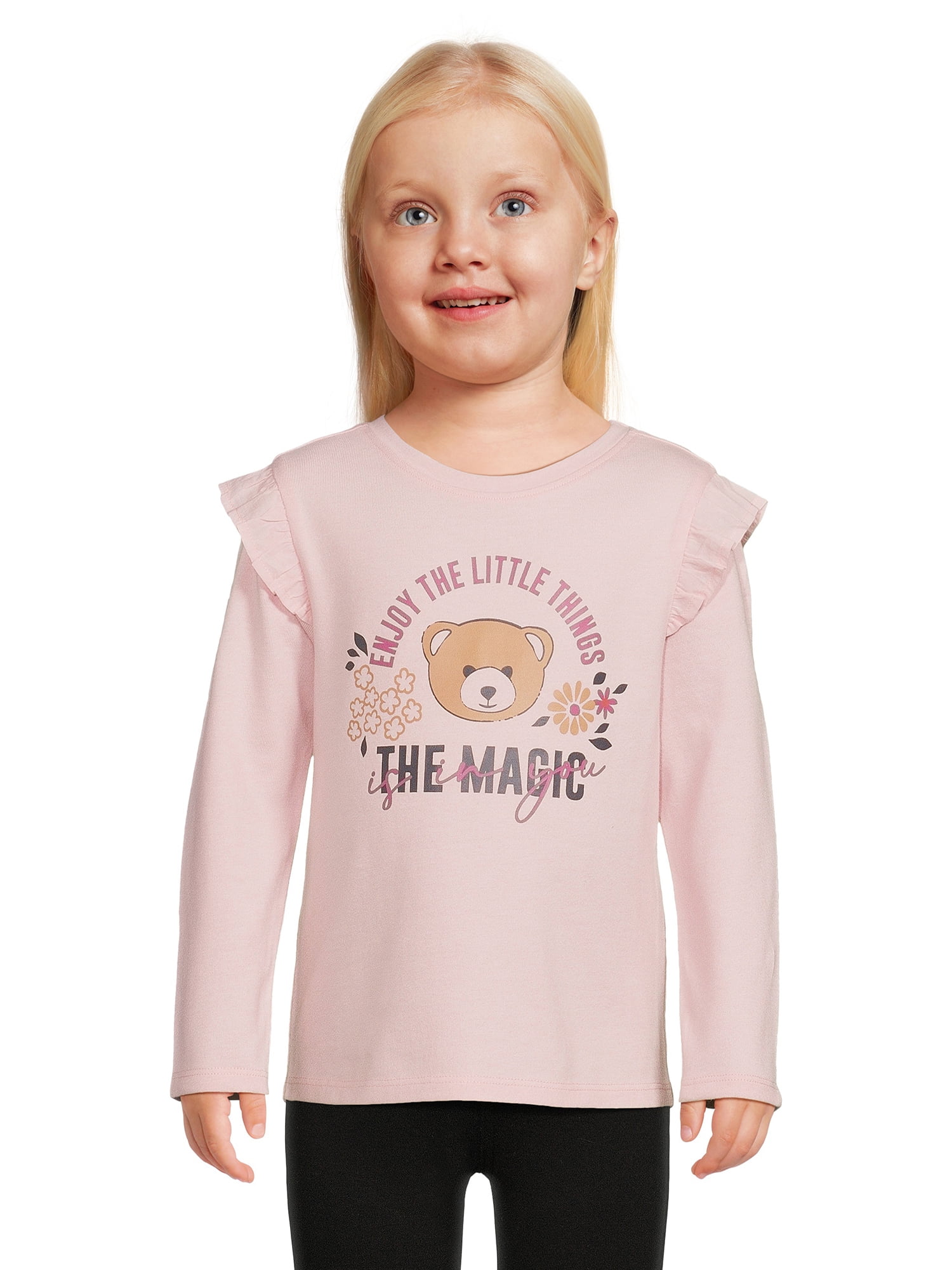 Garanimals Toddler Girl Ruffled Long Sleeve Graphic TShirt, Sizes 18M