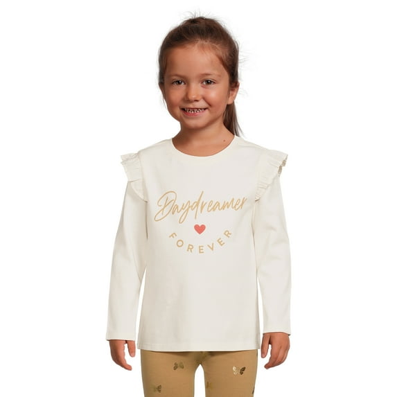 Garanimals Toddler Girl Ruffled Long Sleeve Graphic T-Shirt, Sizes 18M-2T