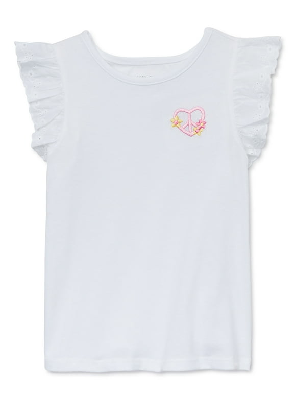 Garanimals Toddler Girl Short Sleeve Eyelet Flutter T-Shirt, Sizes 18M-5T