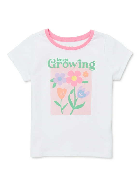 Garanimals Toddler Girl Short Sleeve Graphic Ringer T-Shirt, Sizes 18M-5T