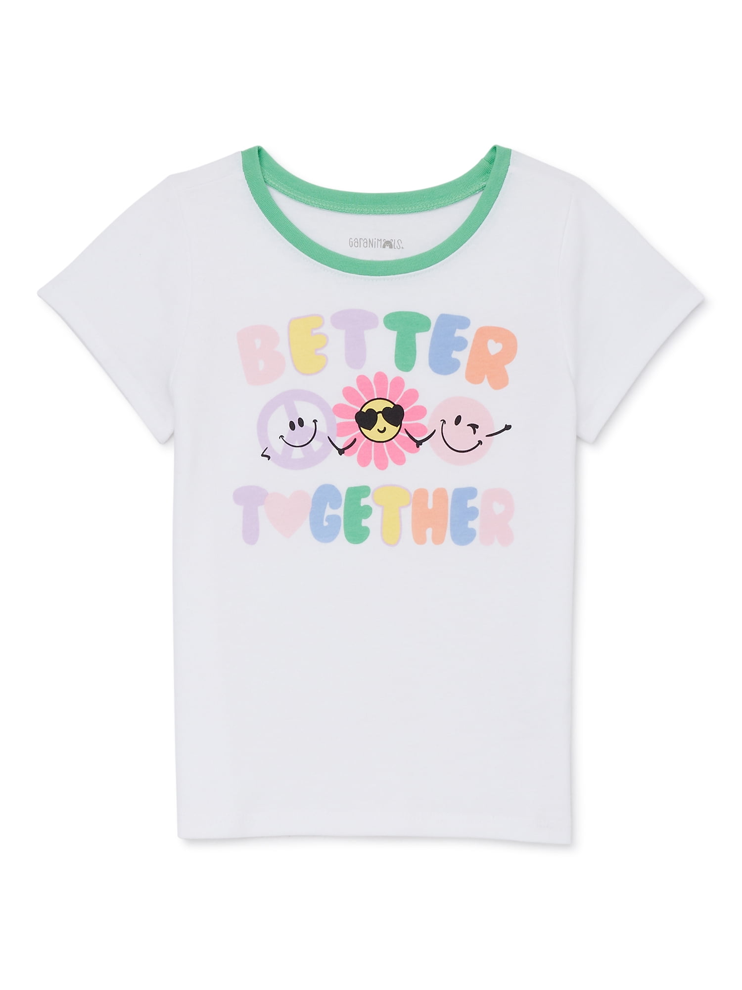 Garanimals Toddler Girl Short Sleeve Graphic Ringer T-Shirt, Sizes 18M ...