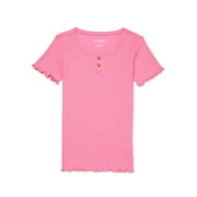 Garanimals Toddler Girl Short Sleeve Rib Henley T-Shirt, Sizes 18M-5T