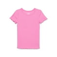 thumbnail image 1 of Garanimals Toddler Girl Short Sleeve Solid Rib T-Shirt, Sizes 18M-5T, 1 of 3