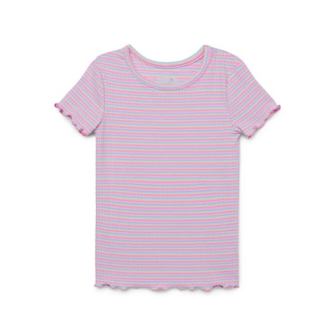 Garanimals Toddler Girl Short Sleeve Striped Rib T-Shirt, Sizes 18M-5T
