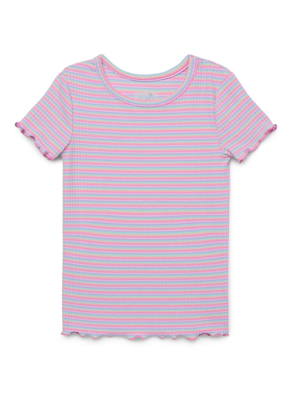 Garanimals Toddler Girl Short Sleeve Striped Rib T-Shirt, Sizes 18M-5T
