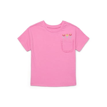 Garanimals Toddler Girl Short Sleeve T-Shirt with Ruffle Pocket, Sizes 18M-5T