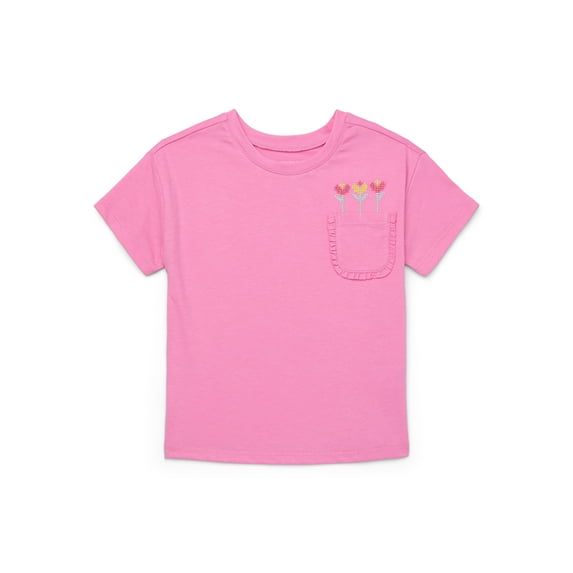 Garanimals Toddler Girl Short Sleeve T-Shirt with Ruffle Pocket, Sizes 18M-5T