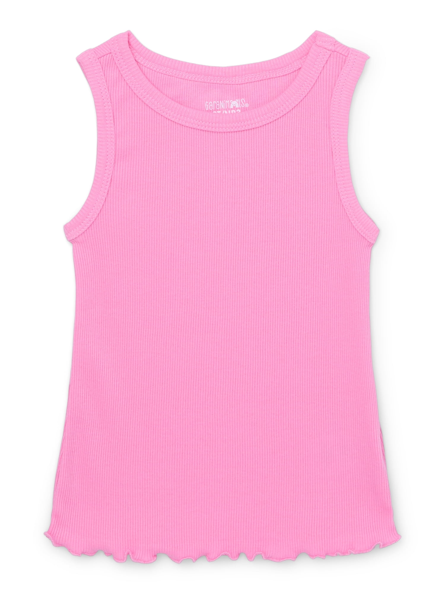 Garanimals Toddler Girl Solid Rib Tank with Lettuce Hem, Sizes 18M-5T ...