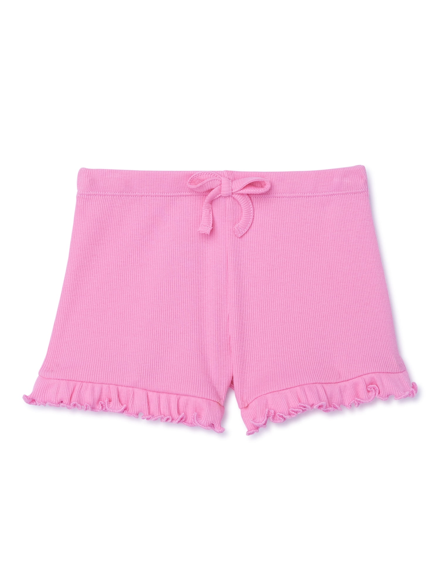 Toddler Girl 100% Cotton Ruffled Solid Color Elasticized Crepe Shorts