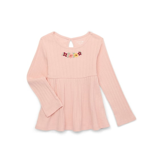 Garanimals Toddler Girls Babydoll Pointelle Top with Long Sleeves, Sizes 18M-5T