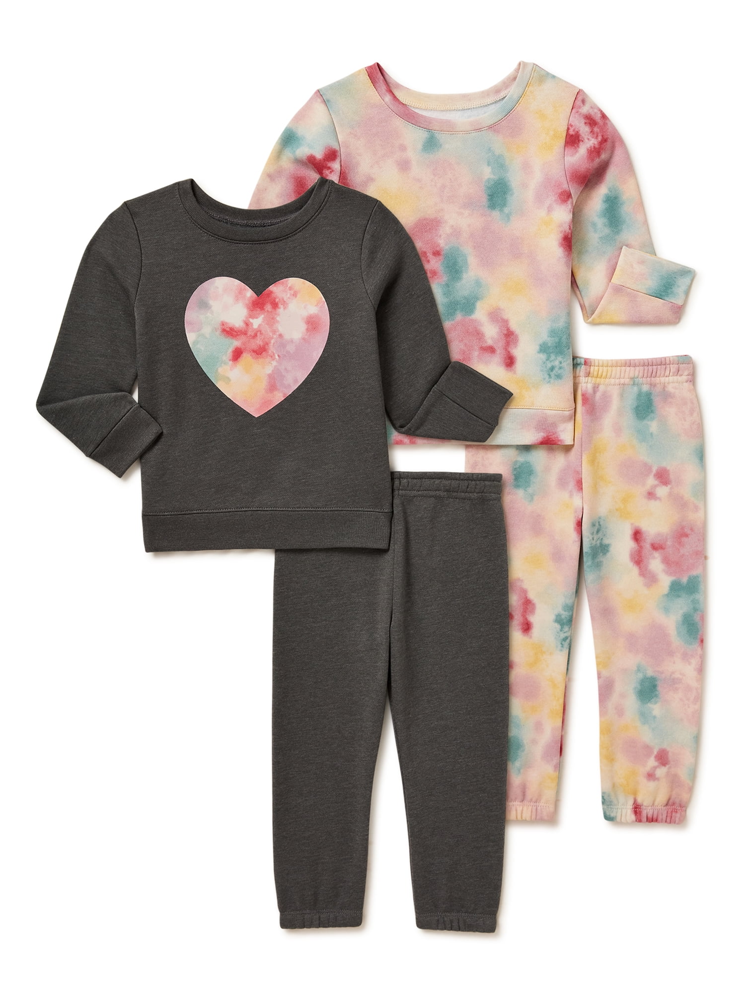 Garanimals Toddler Girls Fleece Sweatshirts and Sweatpants, 4Piece