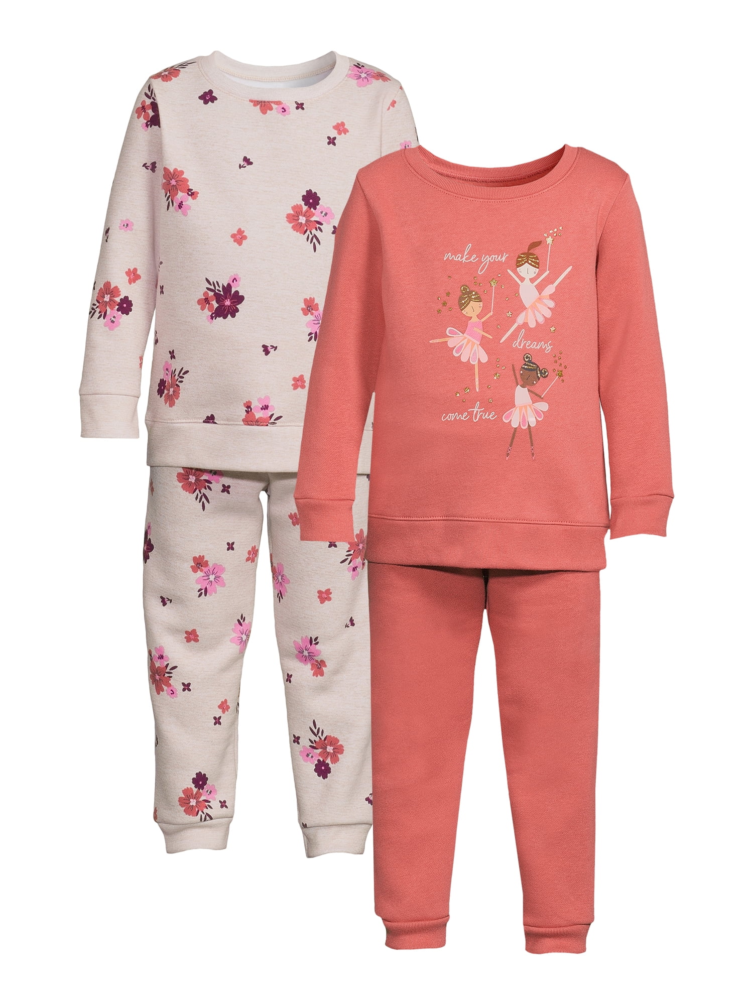Garanimals Toddler Girls Fleece Top and Joggers Outfit Set, 4-Piece, Sizes  2T-5T 