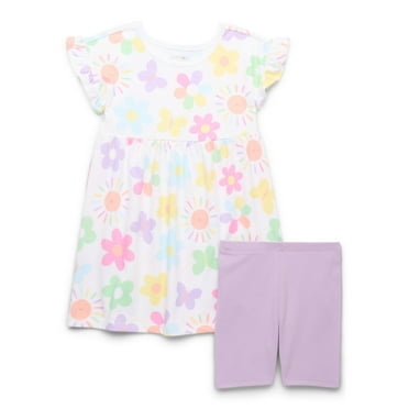 Garanimals Toddler Girls' Jersey Dress and Biker Shorts Outfit Set, 2-Piece, Sizes 18M-5T