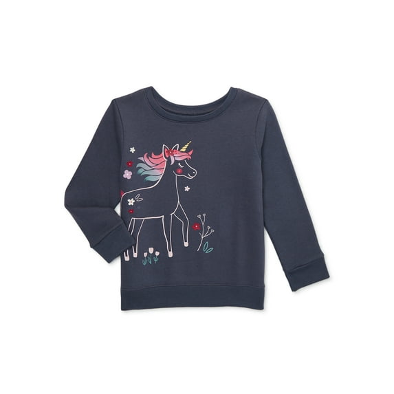 Garanimals Toddler Girls Long Sleeve Graphic Fleece Top, Sizes 2T-5T