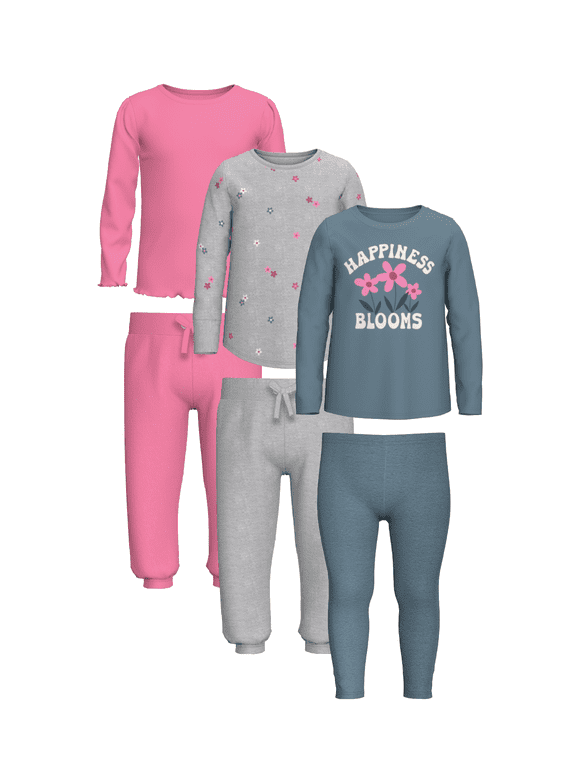 Garanimals Toddler Girls Mix and Match Outfits Long Sleeve Tops, Leggings and Jeans Kid-Pack, 6-Piece, Sizes 12M-5T