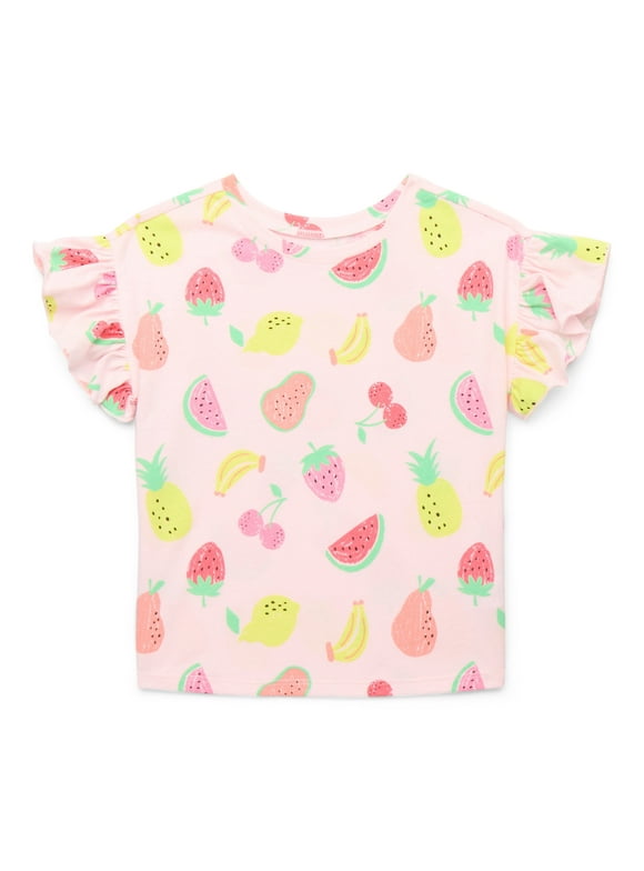 Garanimals Toddler Girls' Print Top with Short Flutter Sleeves, Sizes 18M-5T