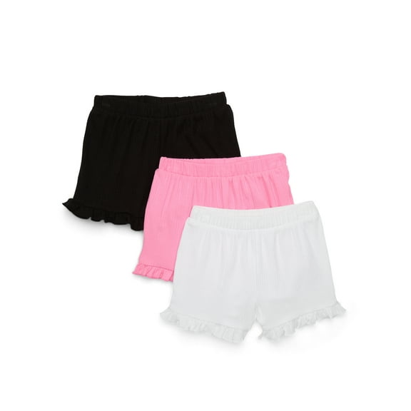 Garanimals Toddler Girls Ribbed Ruffle Shorts, 3-Pack, Sizes 18M-5T